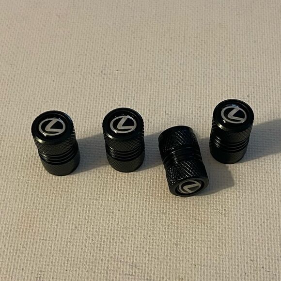 Lexus logo valve Stem caps in Black set of 4. NWT - Picture 2 of 4